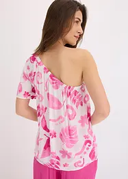 Blouse à encolure asymétrique en viscose texturée, bonprix