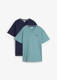 T-Shirt mit V-Ausschnitt (2er Pack) aus reiner Bio-Baumwolle, bonprix