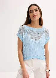 Ajour Pullover aus glänzendem Bändchengarn, bonprix
