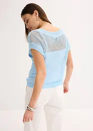 Ajour Pullover aus glänzendem Bändchengarn, bonprix