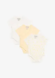 Lot de 3 bodies bébé croisés manches courtes, 100% coton, bonprix