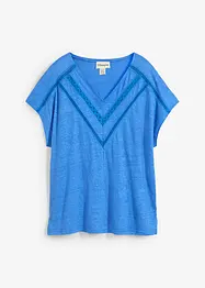 T-shirt 100% lin avec dentelle, bonprix