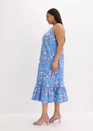 Robe imprimée à fines bretelles en lin mélangé, bonprix