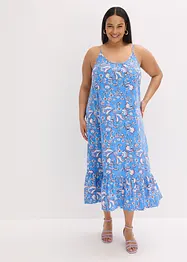 Robe imprimée à fines bretelles en lin mélangé, bonprix