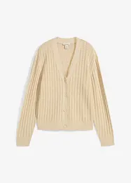 Ajour-Strickjacke mit Leinenanteil, bonprix