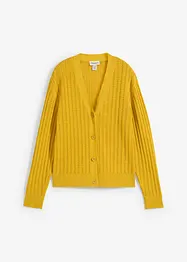 Ajour-Strickjacke mit Leinenanteil, bonprix