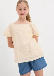 Blouse en jersey à broderies anglaises, bonprix