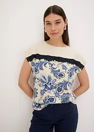 T-shirt imprimé paisley avec un galon de dentelle, bonprix