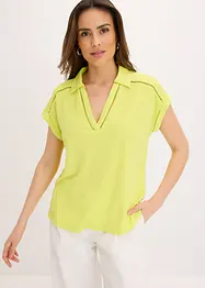 Polo en maille piquée de viscose avec empiècement en dentelle, bonprix