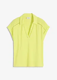 Polo en maille piquée de viscose avec empiècement en dentelle, bonprix