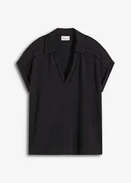 Polo en maille piquée de viscose avec empiècement en dentelle, bonprix