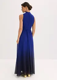 Robe longue en crêpe à col montant et empiècement taille, bonprix