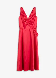 Robe midi en satin brillant avec fleurs appliquées, bonprix