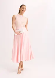 Robe midi en satin brillant avec haut en dentelle, bonprix