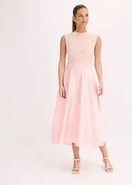 Robe midi en satin brillant avec haut en dentelle, bonprix
