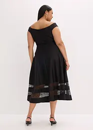 Robe col Bardot avec dentelle et ceinture, bonprix