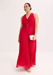 Robe en crêpe avec jupe plissée et détail boucle sur la ceinture, bonprix