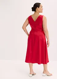 Robe midi en satin brillant avec fleurs appliquées, bonprix