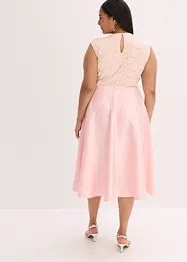 Robe midi en satin brillant avec haut en dentelle, bonprix