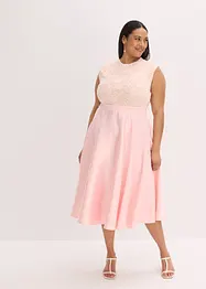 Robe midi en satin brillant avec haut en dentelle, bonprix