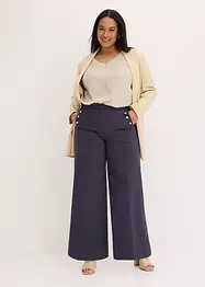 Wide Leg Hose aus Twill mit dekorativen Knöpfen, bonprix