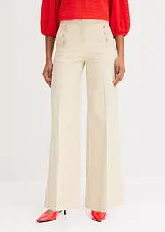 Wide Leg Hose aus Twill mit dekorativen Knöpfen, bonprix