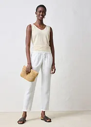 Pantalon taille élastiquée 100 % lin, bonprix