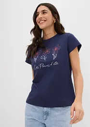 Lot de 2 T-shirts basiques avec imprimé, bonprix