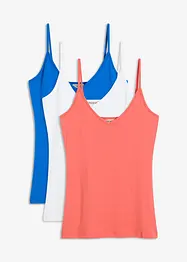Lot de 3 tops à fines bretelles 100% coton, bonprix