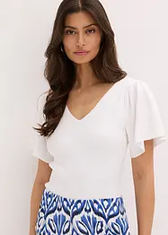 Pull côtelé à manches courtes papillon, bonprix