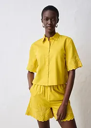 verkürzte Hemdbluse mit Seidenanteil, bonprix