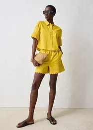 verkürzte Hemdbluse mit Seidenanteil, bonprix