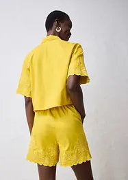 verkürzte Hemdbluse mit Seidenanteil, bonprix