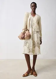 Ajour-Strickjacke mit Leinenanteil, bonprix
