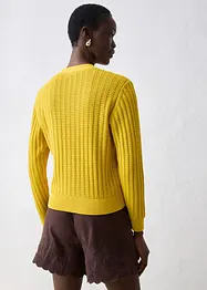 Ajour-Strickjacke mit Leinenanteil, bonprix