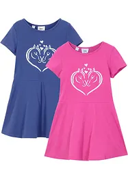 Lot de 2 robes en jersey fille, manches courtes, bonprix