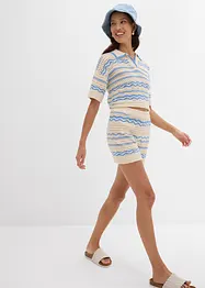 Short en maille aérienne coton et lin, bonprix