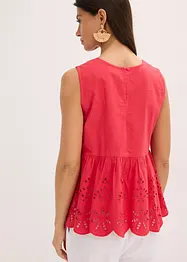 Blouse sans manches avec broderies anglaises, fendue sur les côtés, bonprix