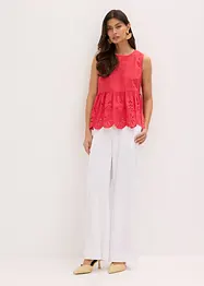 Blouse sans manches avec broderies anglaises, fendue sur les côtés, bonprix