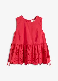 Blouse sans manches avec broderies anglaises, fendue sur les côtés, bonprix