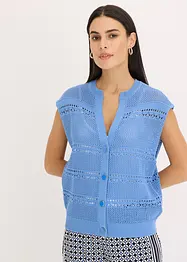 Gilet manches courtes en maille ajourée, bonprix