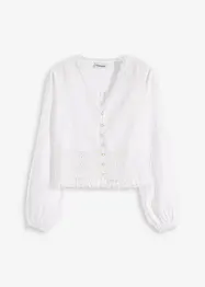 Blouse à empiècement crocheté et franges, bonprix