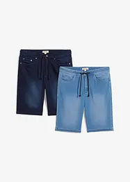 Lot de 2 bermudas en molleton jean, Regular, bonprix