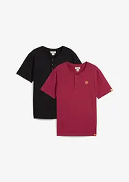 Lot de 2 T-shirts col tunisien 100% coton, bonprix
