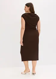 Robe midi côtelée avec drapé, bonprix