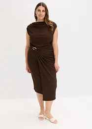Robe midi côtelée avec drapé, bonprix