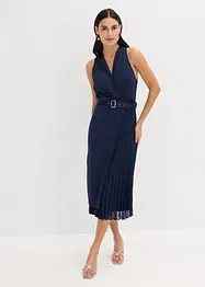 Midikleid in Wickel-Optik mit Plissee-Einsatz, bonprix