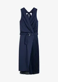 Midikleid in Wickel-Optik mit Plissee-Einsatz, bonprix