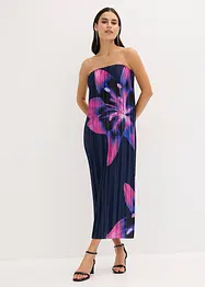 Bandeau-Kleid aus glänzendem Satin mit Plisse, bonprix