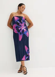 Bandeau-Kleid aus glänzendem Satin mit Plisse, bonprix
